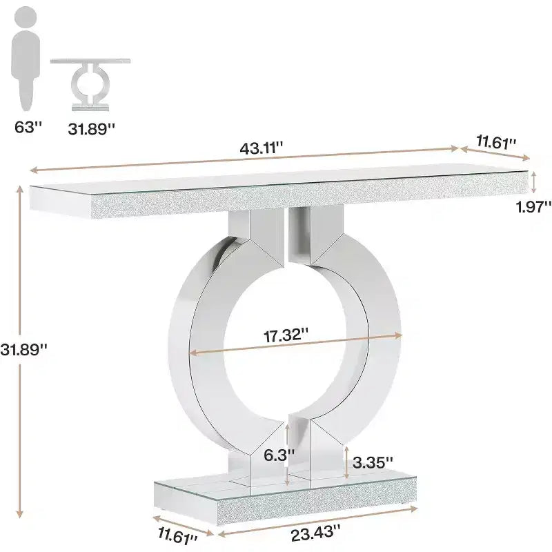 Console moderne Lantine 43 avec base en O et miroir