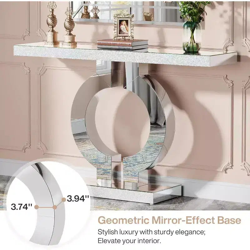 Console moderne Lantine 43 avec base en O et miroir