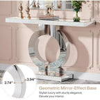 Console moderne Lantine 43 avec base en O et miroir