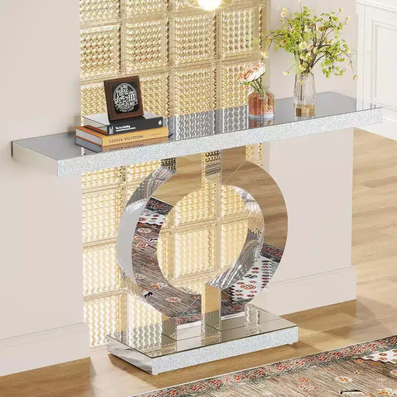 Console moderne Lantine 43 avec base en O et miroir