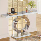 Console moderne Lantine 43 avec base en O et miroir
