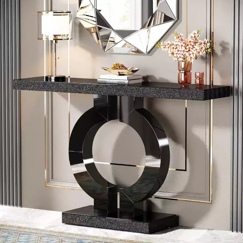 Console moderne Lantine 43 avec base en O et miroir