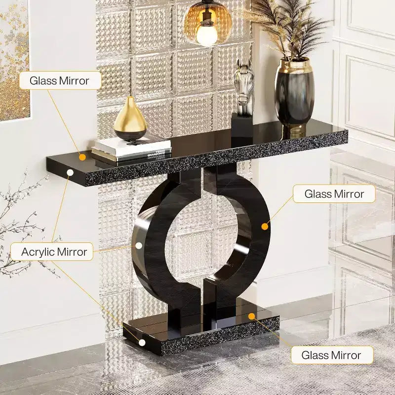 Console moderne Lantine 43 avec base en O et miroir