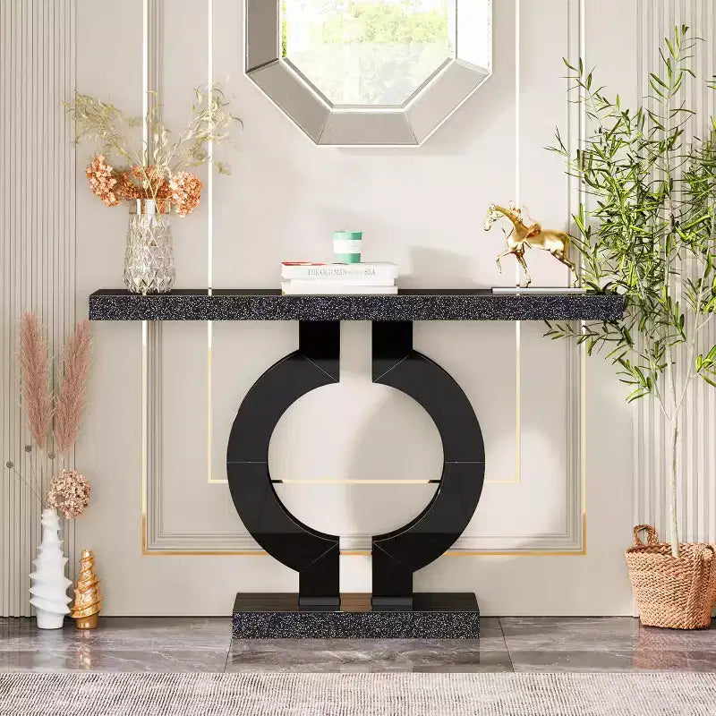 Console moderne Lantine 43 avec base en O et miroir