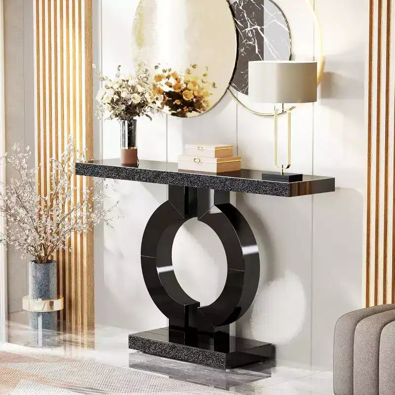Console moderne Lantine 43 avec base en O et miroir