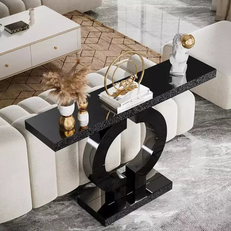 Console moderne Lantine 43 avec base en O et miroir