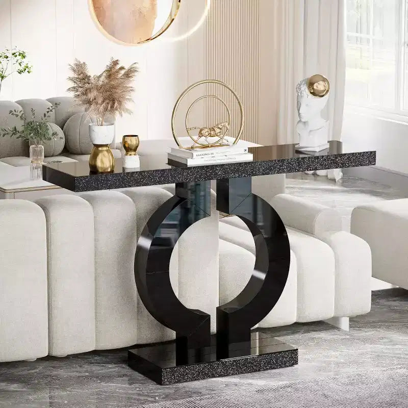 Console moderne Lantine 43 avec base en O et miroir