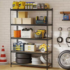 Étagères de rangement WhizMax à 5 niveaux, étagère métallique robuste, unité d'étagères de rangement de garage réglable, 122 x 46 x 185 cm, noire