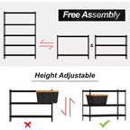 Étagères de rangement WhizMax à 5 niveaux, étagère métallique robuste, unité d'étagères de rangement de garage réglable, 122 x 46 x 185 cm, noire