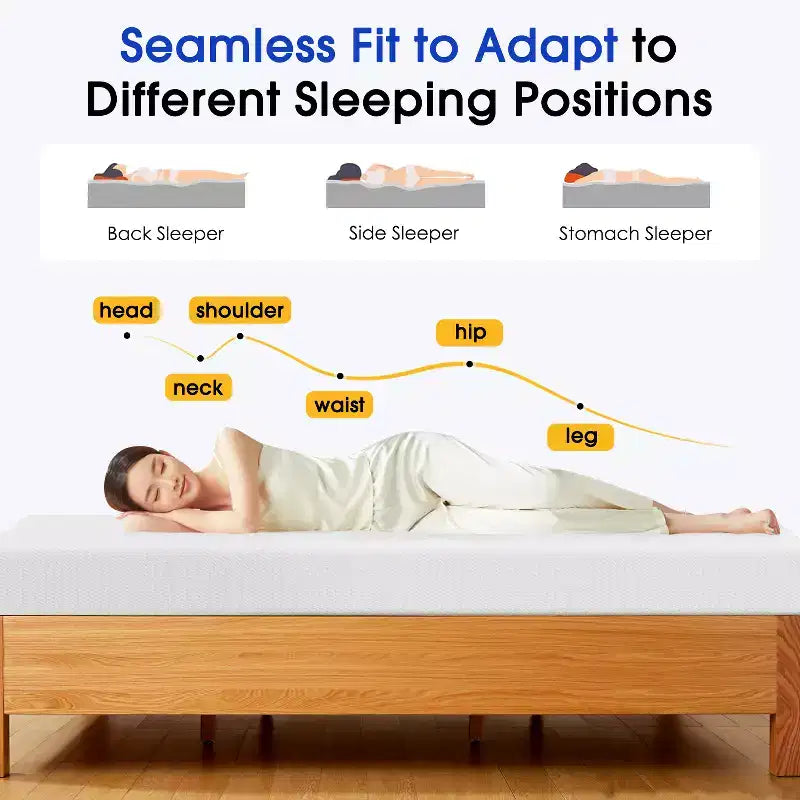 FDW Matelas en mousse à mémoire de forme au thé vert de 5 pouces, infusé de gel rafraîchissant, sans fibre de verre/certifié CertiPUR-US/livré dans une boîte, blanc