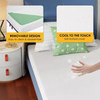 FDW Matelas en mousse à mémoire de forme au thé vert de 5 pouces, infusé de gel rafraîchissant, sans fibre de verre/certifié CertiPUR-US/livré dans une boîte, blanc