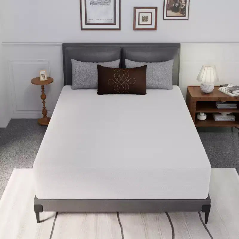 FDW Matelas en mousse à mémoire de forme au thé vert de 12 pouces, infusé de gel rafraîchissant, sans fibre de verre/certifié CertiPUR-US/matelas en boîte, blanc