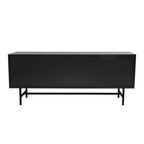 Meuble TV Rochester LeisureMod avec cadre en bois, rangement fermé et pieds en fer noir - Console média, salon, centre de divertissement moderne