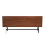 Meuble TV Rochester LeisureMod avec cadre en bois, rangement fermé et pieds en fer noir - Console média, salon, centre de divertissement moderne