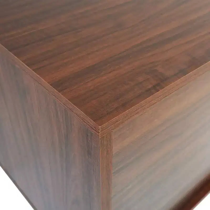 Meuble TV Rochester LeisureMod avec cadre en bois, rangement fermé et pieds en fer noir - Console média, salon, centre de divertissement moderne