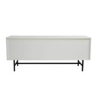 Meuble TV Rochester LeisureMod avec cadre en bois, rangement fermé et pieds en fer noir - Console média, salon, centre de divertissement moderne