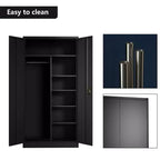 AOBABO Grande Armoire de Rangement Métallique avec 3 Étagères Réglables, Tringle à Vêtements et Portes Verrouillables pour l'Organisation de la Maison