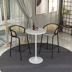 Leisuremod Verve 27 Table de Bar Ronde - Plateau Moderne en Résine avec Piètement Central en Acier Blanc, Table Hauteur Comptoir pour Cuisine, Maison et Pub