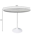 Leisuremod Verve 27 Table de Bar Ronde - Plateau Moderne en Résine avec Piètement Central en Acier Blanc, Table Hauteur Comptoir pour Cuisine, Maison et Pub