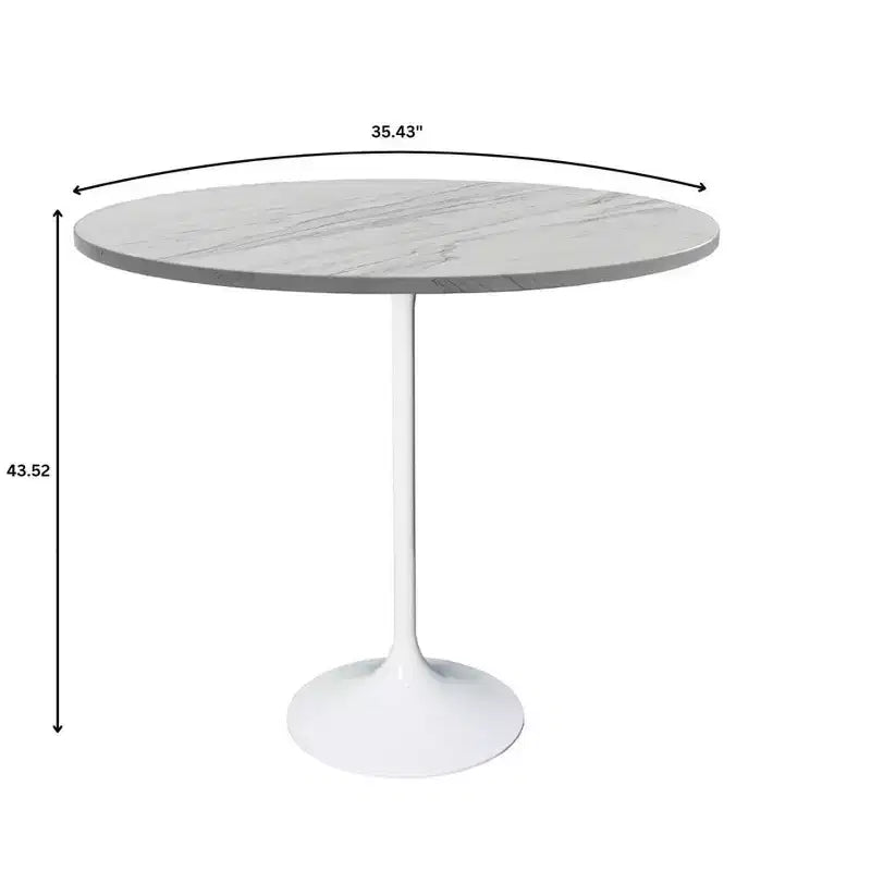 Leisuremod Verve 27 Table de Bar Ronde - Plateau Moderne en Résine avec Piètement Central en Acier Blanc, Table Hauteur Comptoir pour Cuisine, Maison et Pub