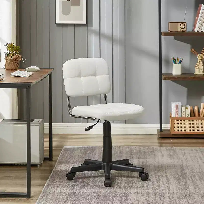 Chaise de bureau à domicile moderne VECELO sans accoudoirs, pivotante à 360 degrés, réglable en hauteur
