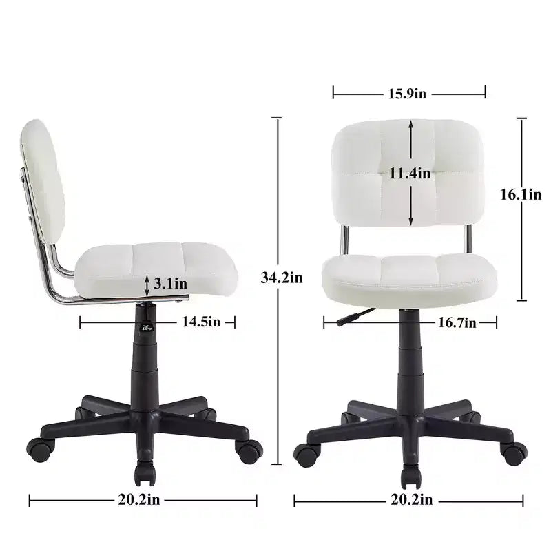 Chaise de bureau à domicile moderne VECELO sans accoudoirs, pivotante à 360 degrés, réglable en hauteur