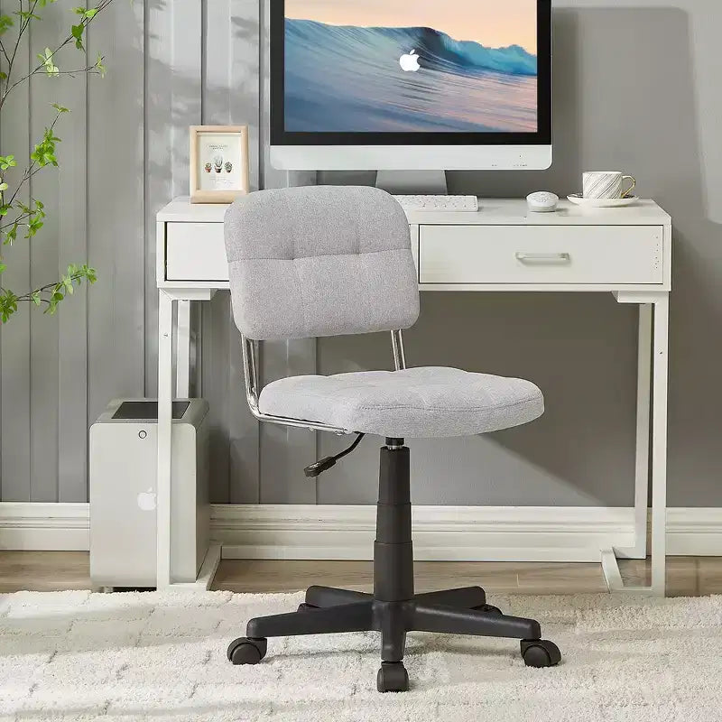Chaise de bureau à domicile moderne VECELO sans accoudoirs, pivotante à 360 degrés, réglable en hauteur