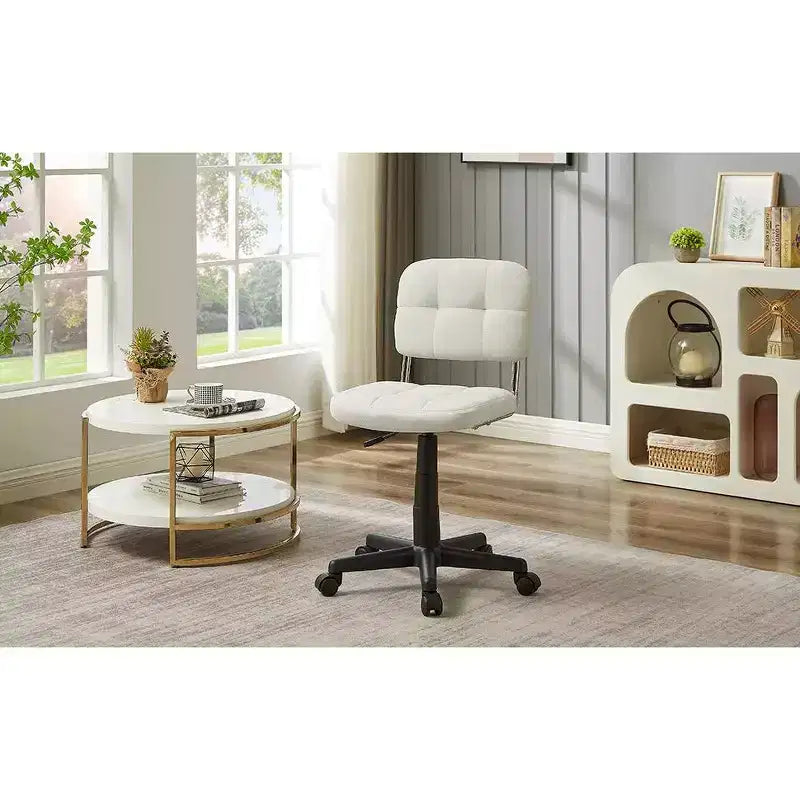 Chaise de bureau à domicile moderne VECELO sans accoudoirs, pivotante à 360 degrés, réglable en hauteur