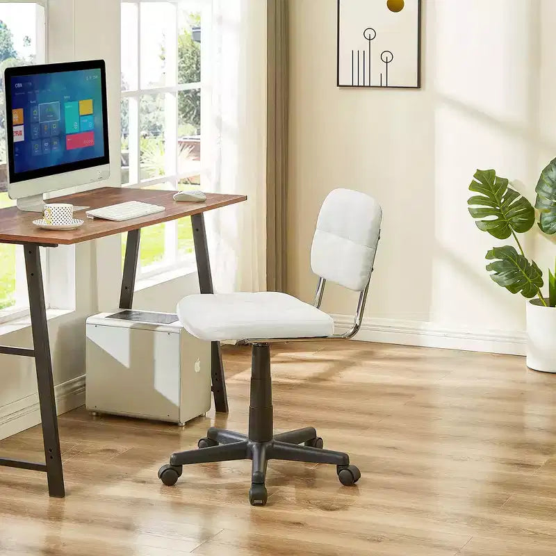 Chaise de bureau à domicile moderne VECELO sans accoudoirs, pivotante à 360 degrés, réglable en hauteur