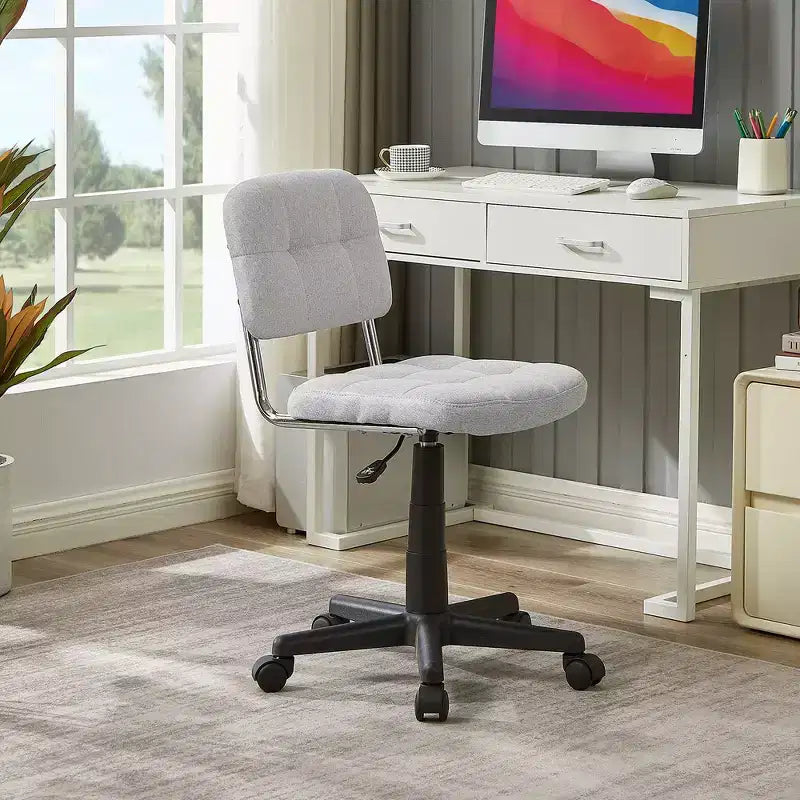 Chaise de bureau à domicile moderne VECELO sans accoudoirs, pivotante à 360 degrés, réglable en hauteur