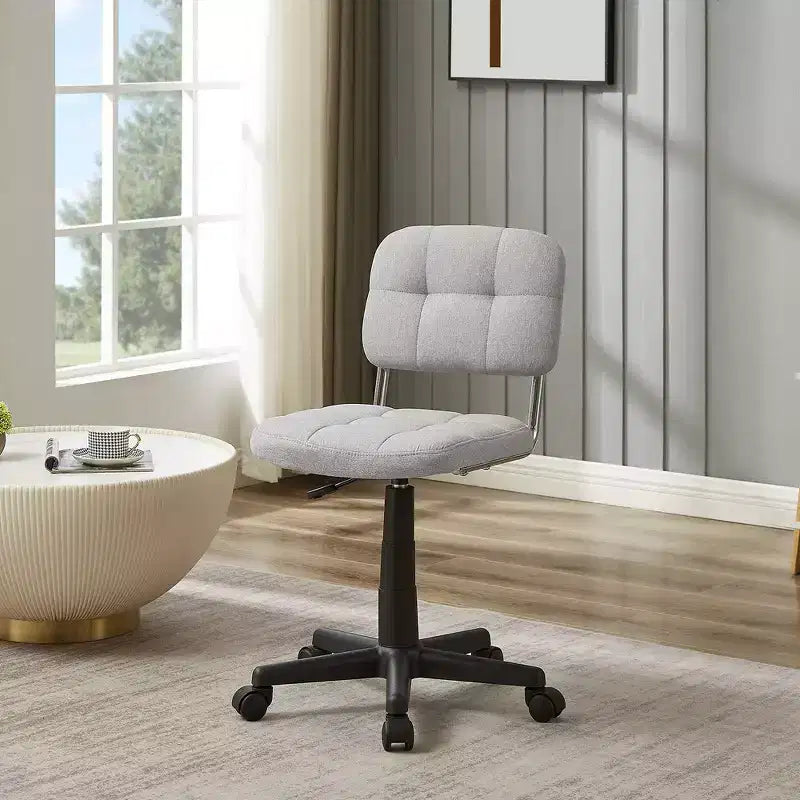 Chaise de bureau à domicile moderne VECELO sans accoudoirs, pivotante à 360 degrés, réglable en hauteur