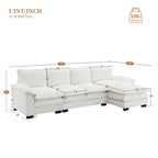 [VIDEO provided][New]118*55 Canapé moderne en chenille en forme de L avec double coussin d'assise, meubles d'intérieur rembourrés à 5 places, S