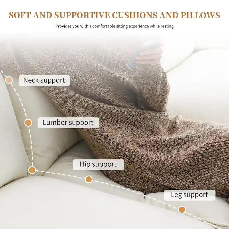 [VIDEO provided][New]118*55 Canapé moderne en chenille en forme de L avec double coussin d'assise, meubles d'intérieur rembourrés à 5 places, S