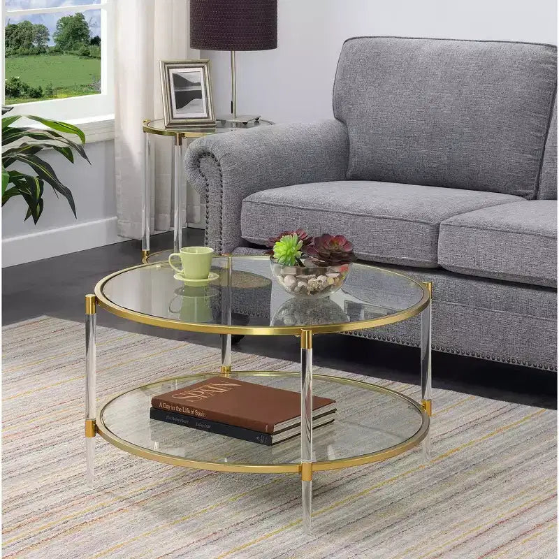 Table basse en verre acrylique à 2 niveaux Royal Crest - Breighton Home