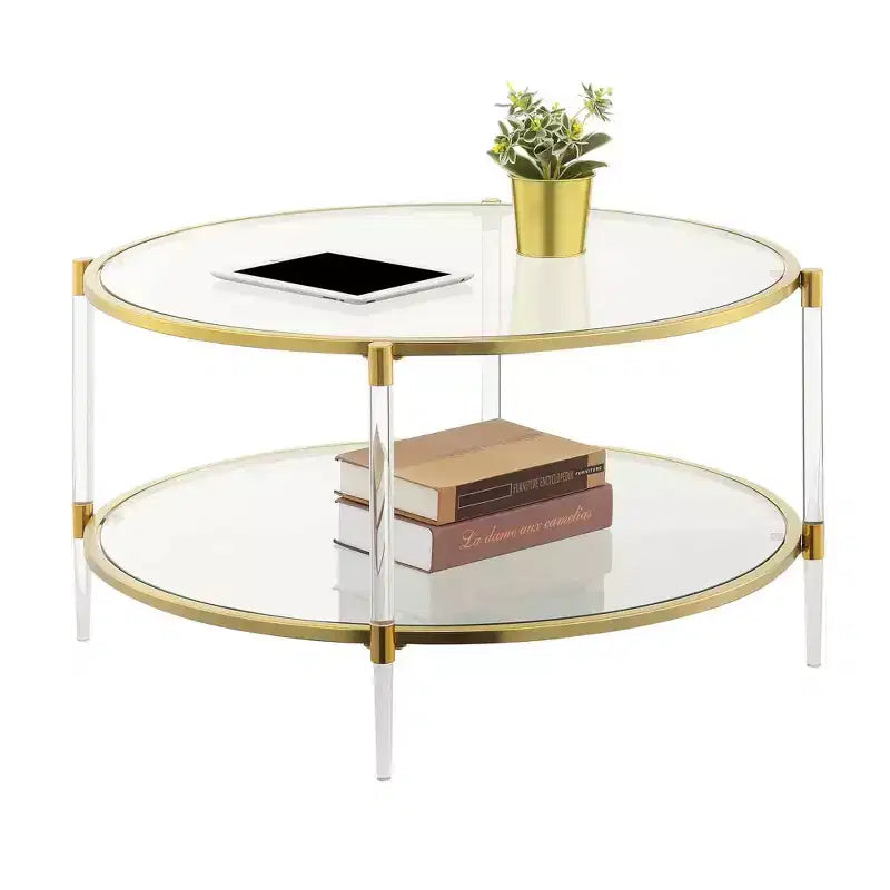 Table basse en verre acrylique à 2 niveaux Royal Crest - Breighton Home