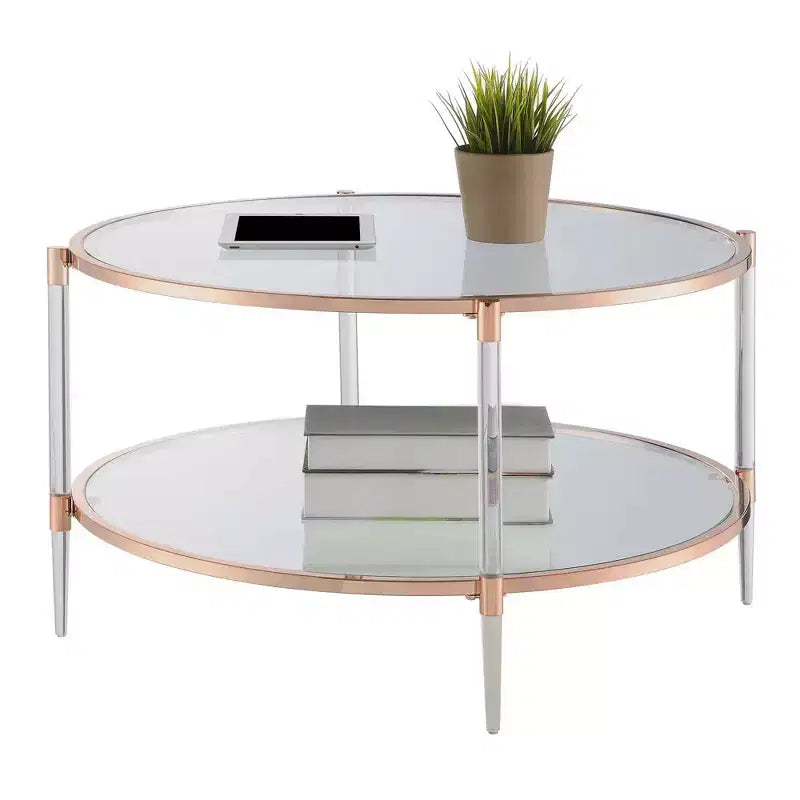 Table basse en verre acrylique à 2 niveaux Royal Crest - Breighton Home