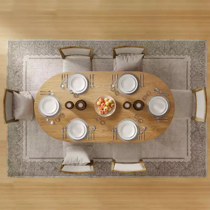 Dovelina 67 Table à manger ovale Table de cuisine moderne en bois Table de salle à manger pour 6 personnes