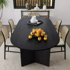 Dovelina 67 Table à manger ovale Table de cuisine moderne en bois Table de salle à manger pour 6 personnes