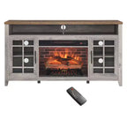 Meuble TV moderne de 55 pouces, console de divertissement avec cheminée encastrable, meuble de rangement pour salon