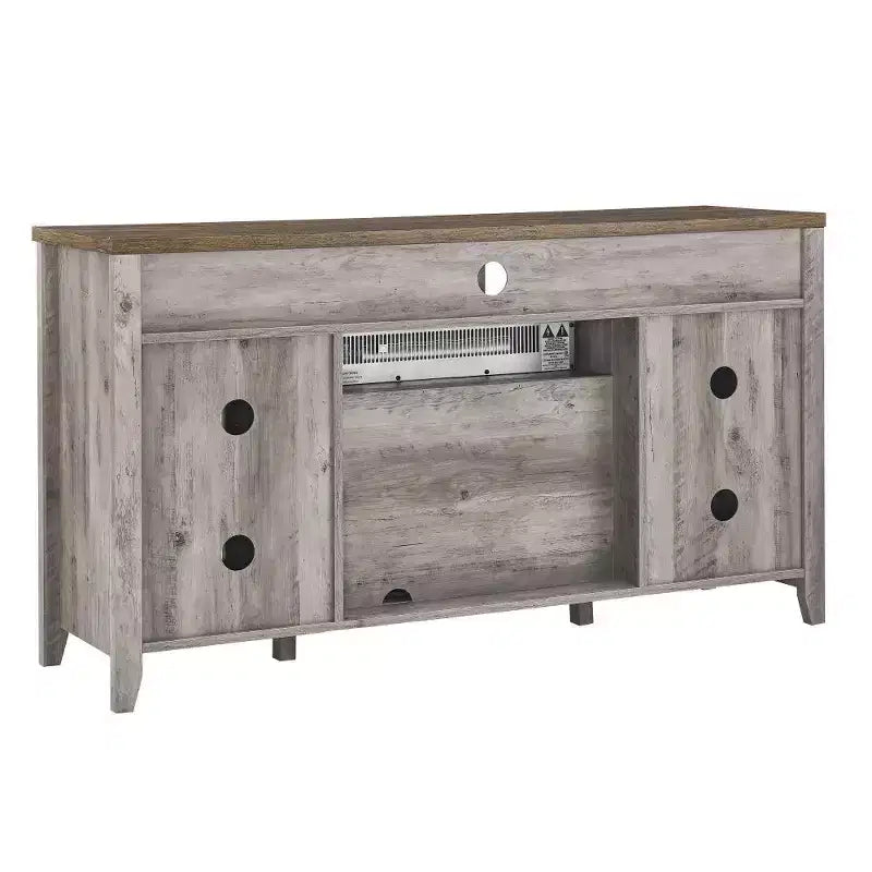 Meuble TV moderne de 55 pouces, console de divertissement avec cheminée encastrable, meuble de rangement pour salon