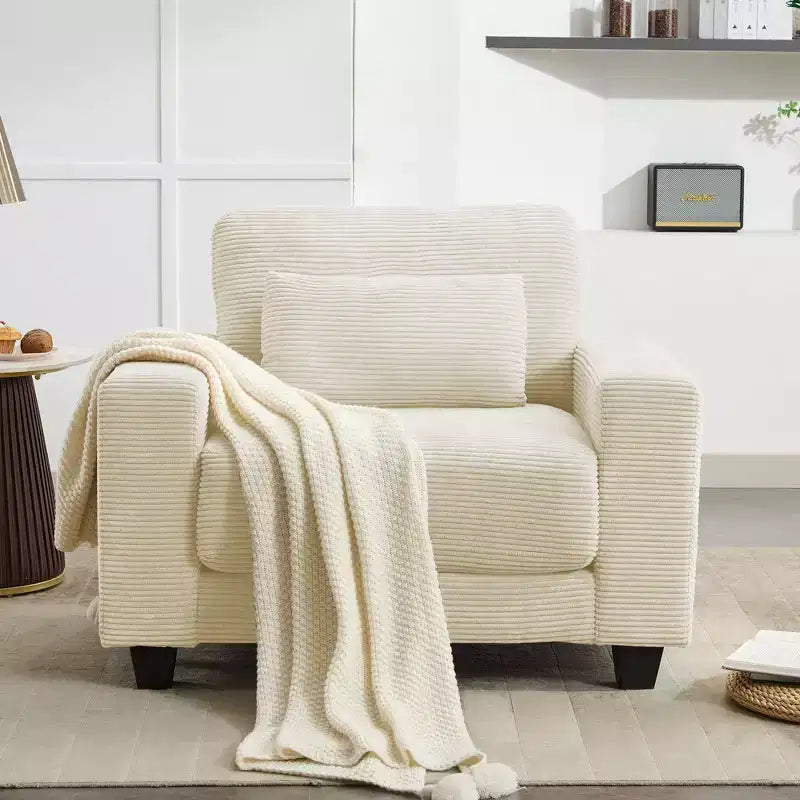Hyleory Fauteuil d'appoint en velours côtelé de 113 cm, fauteuil canapé avec grand siège et accoudoirs larges, fauteuil de lecture moderne pour chambre et salon (lot de 2)