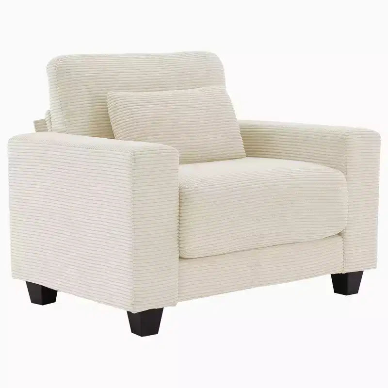 Hyleory Fauteuil d'appoint en velours côtelé de 113 cm, fauteuil canapé avec grand siège et accoudoirs larges, fauteuil de lecture moderne pour chambre et salon (lot de 2)