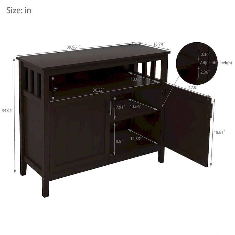 Desserte de cuisine et buffet de rangement marron