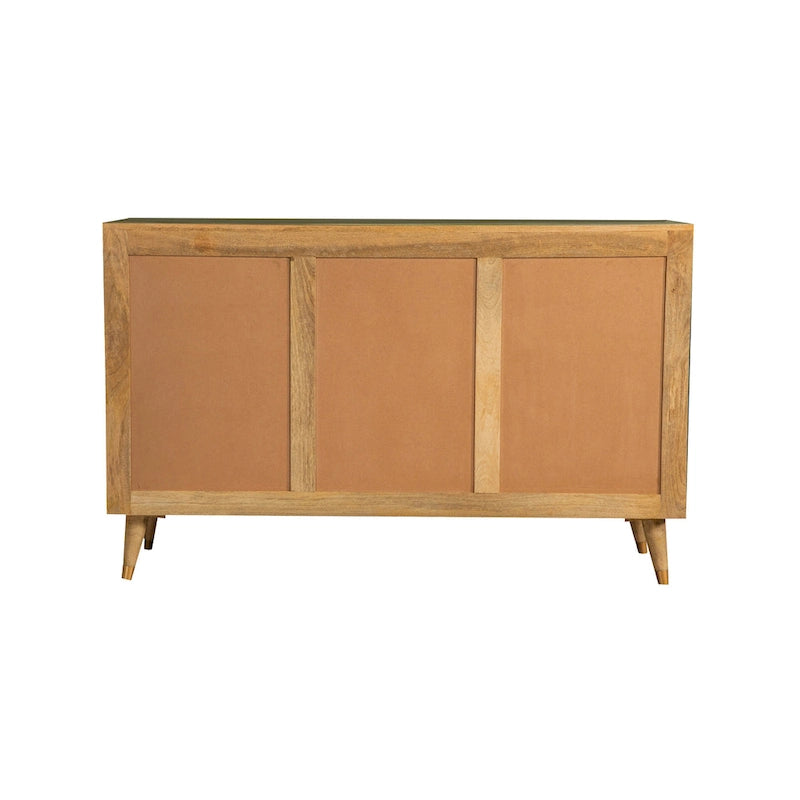 Armoire d'appoint à 3 portes à motif de damier naturel