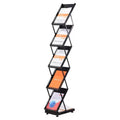 Unique Bargains 5 Layers Foldable Stand Catalog Literature Magazine Display Rack with Wheels 1 Pc