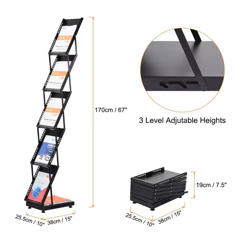 Présentoir pliable Unique Bargains à 5 niveaux pour catalogues et magazines avec roues, 1 pièce