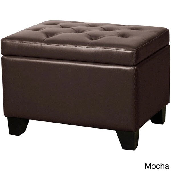 Pouf de rangement rectangulaire en cuir reconstitué