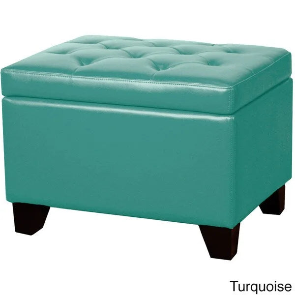 Pouf de rangement rectangulaire en cuir reconstitué