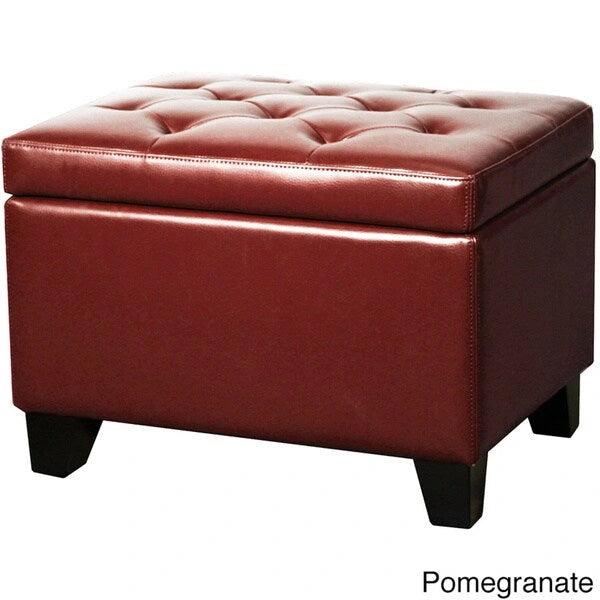 Pouf de rangement rectangulaire en cuir reconstitué