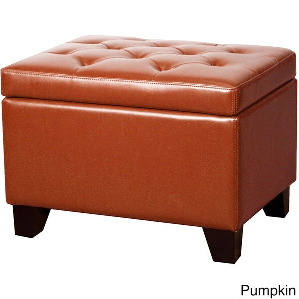 Pouf de rangement rectangulaire en cuir reconstitué